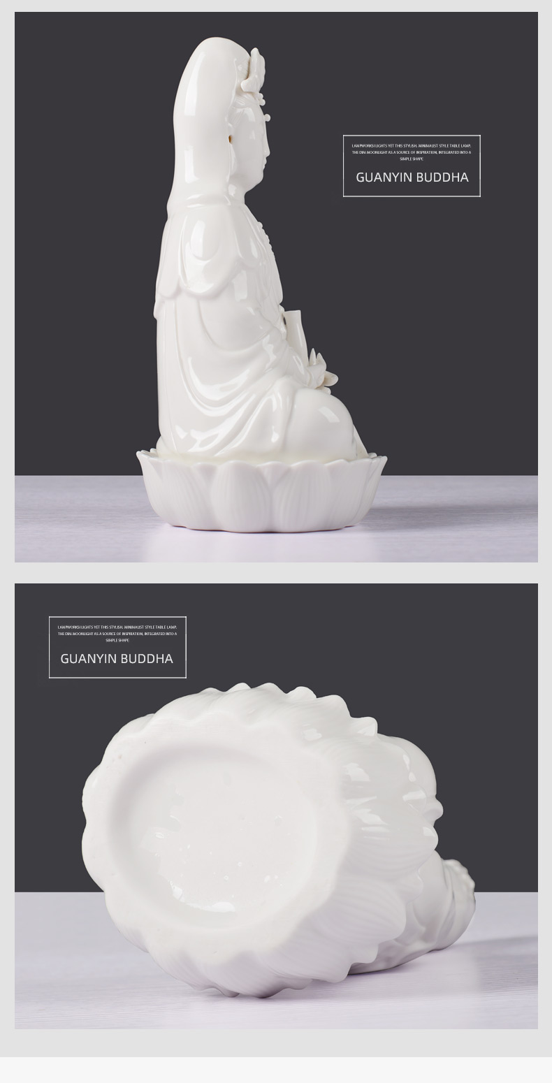 New guanyin bodhisattva Buddhism appliances white ceramic furnishing articles of Buddha enshrined lotus TuoPing to worship goddess of mercy