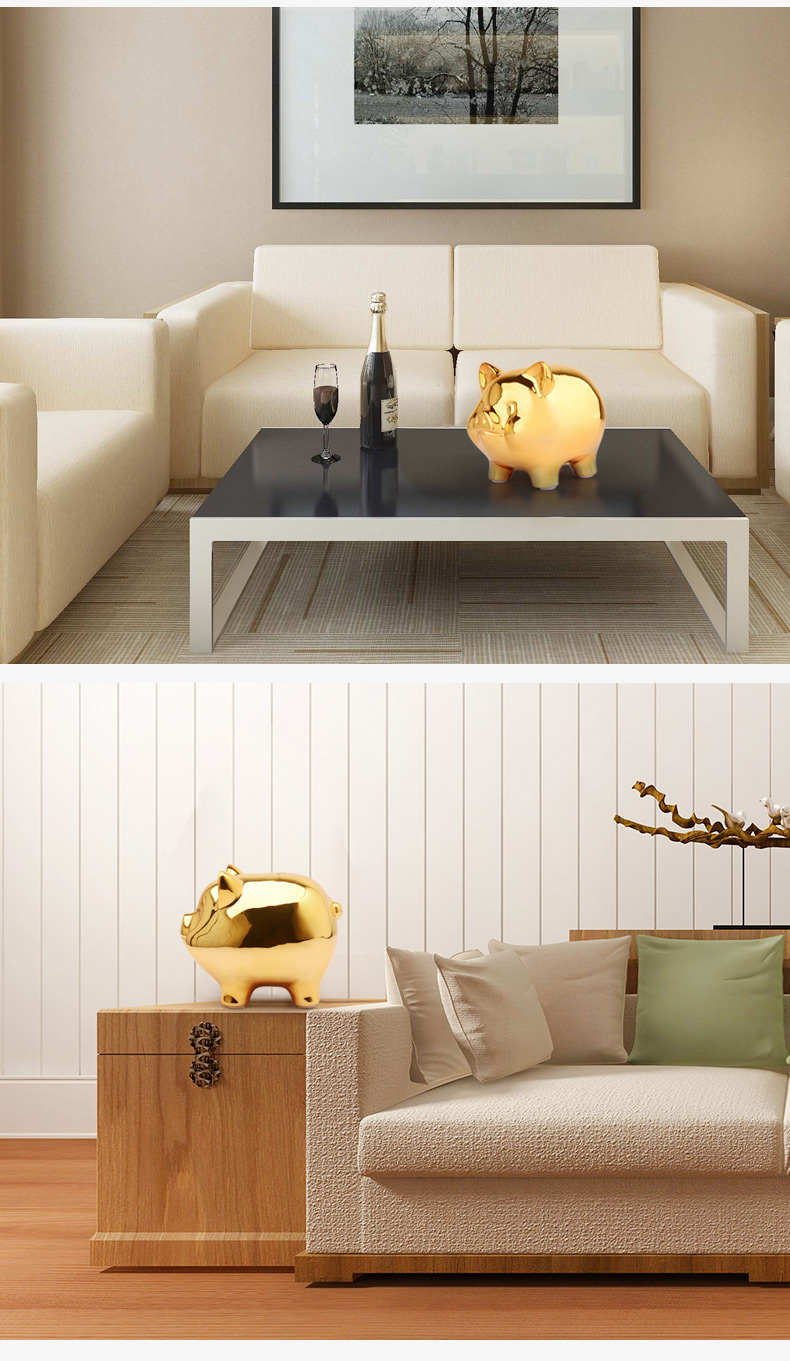 Wine accessories furnishing articles piggy bank ceramic little golden pig can save the children room living room desk decorations