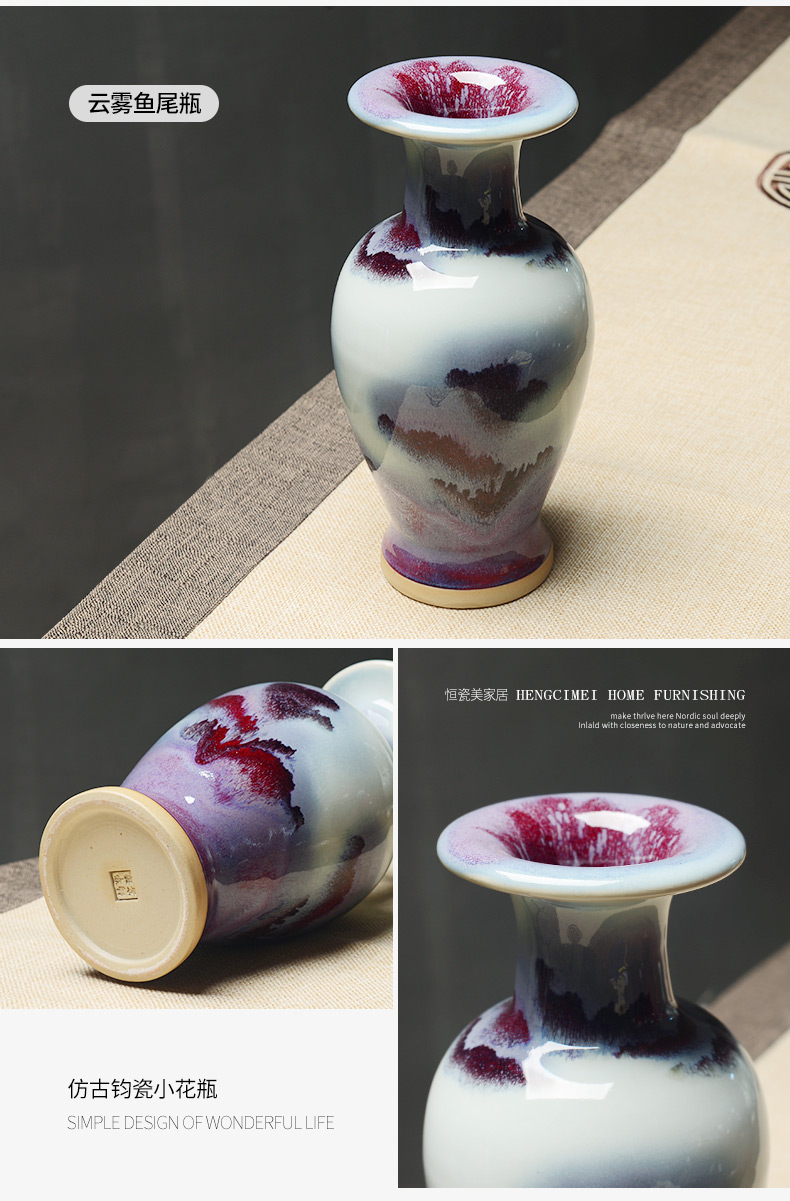 Jun porcelain slice open ears ruby red wine ark, adornment of jingdezhen ceramics vase Chinese domestic act the role ofing handicraft furnishing articles