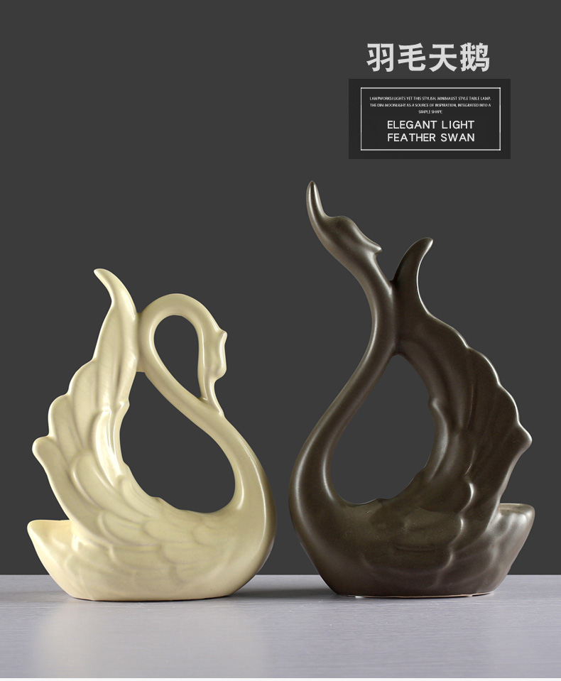 Modern Nordic creative ceramic household restaurant wine ark, guest bedroom TV ark adornment feather swan furnishing articles