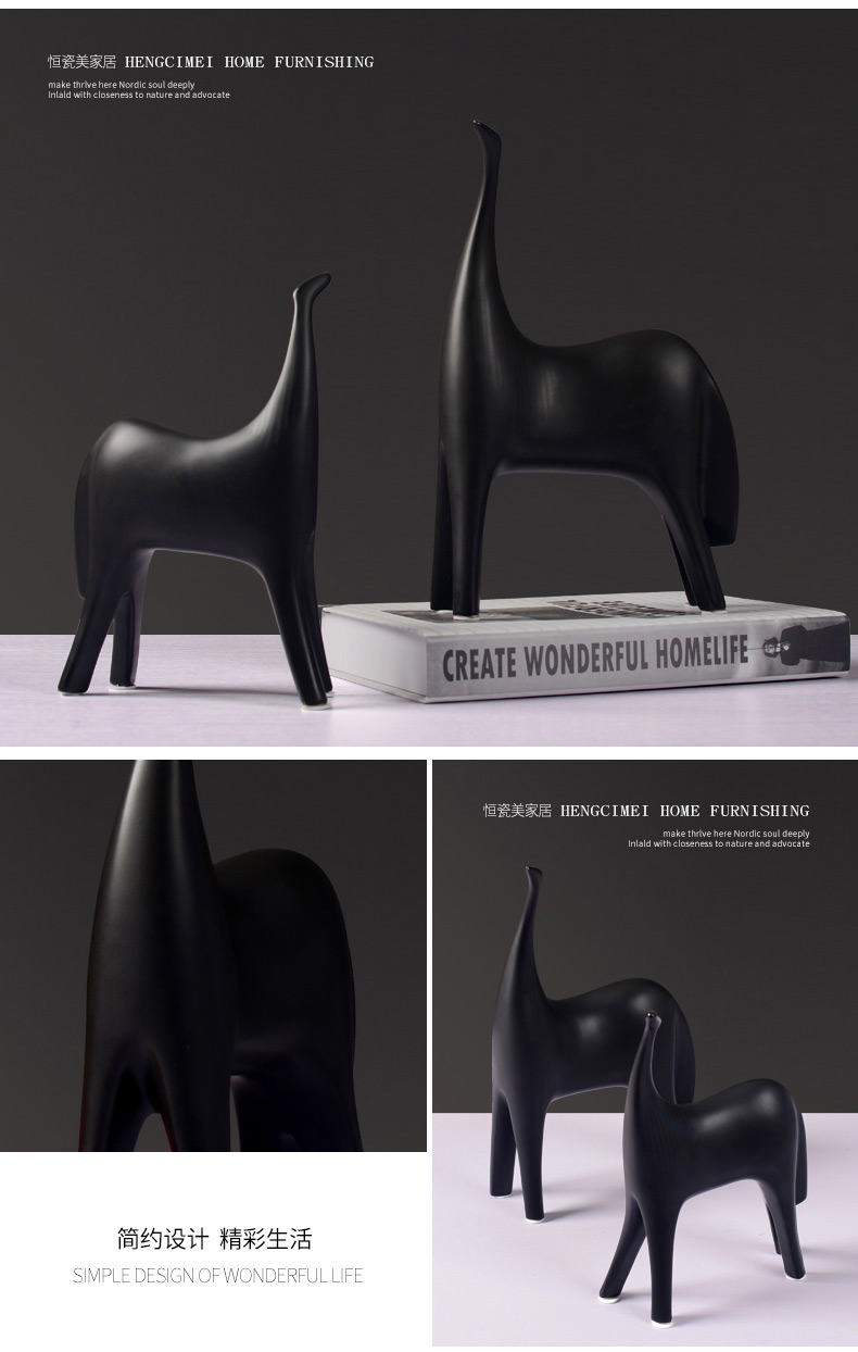 I and contracted, black and white ceramic horse furnishing articles creative home sitting room of TV ark, wine porch is decorated horses furnishing articles