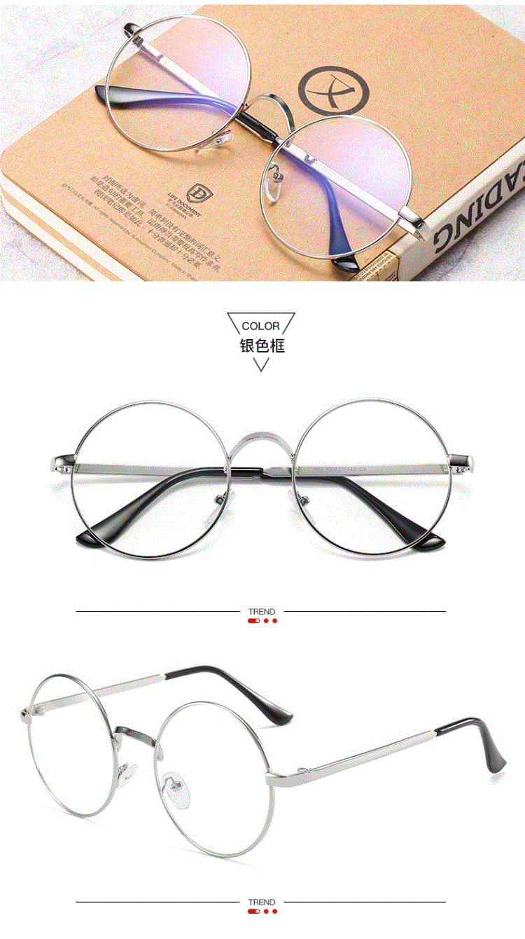 Kính retro khung nam nữ không có ống kính sinh viên dây vàng khung kính tròn khung không độ gương thủy triều kính cận thời trang