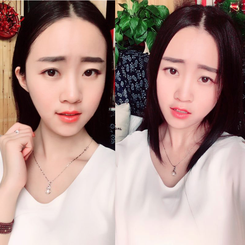 2片仿真古装假发片直发接发中分刘海片空气刘海假发片刘海贴直发