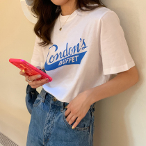 Summer womens 2021 New loose Joker half-sleeve white shirt base shirt students short sleeve t-shirt women