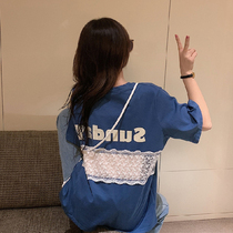 Summer new short sleeve T-shirt foreign style inside round neck top fairy Super fairy small shirt hollow lace base shirt tide