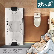 Double bathtub door open sitting bubble type Japanese-style elderly small space side large door for two people with rectangular acrylic