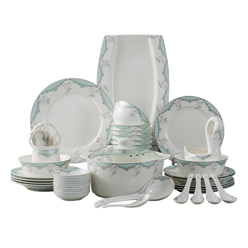 European dishes suit tableware suit home dishes 56 head of jingdezhen ceramic plate creative job