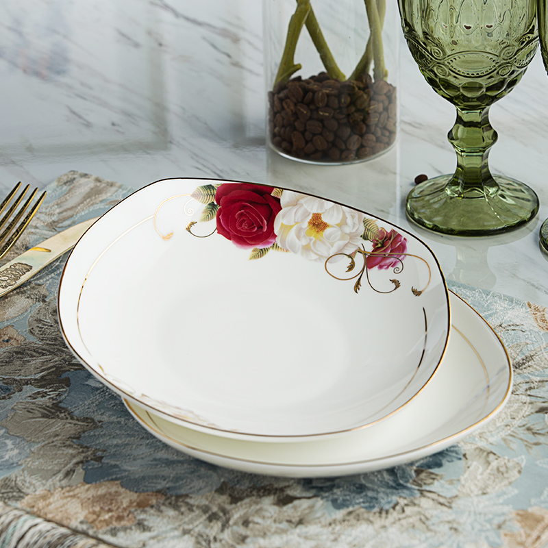 Jingdezhen ceramic tableware suit high - end dishes home European dishes Chinese gift set 60 first bowl of combination