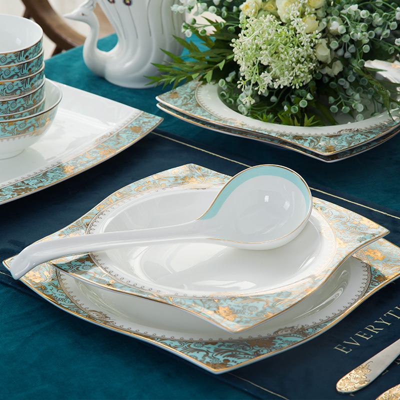 European - style key-2 luxury ipads porcelain tableware jingdezhen porcelain gift set dishes suit household dishes gold