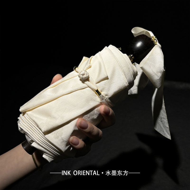 Ink Oriental New Chinese Style National Wind Umbrella for Girls, High-Quality, High-End Folding, Vintage Style, Cultural and Creative Design