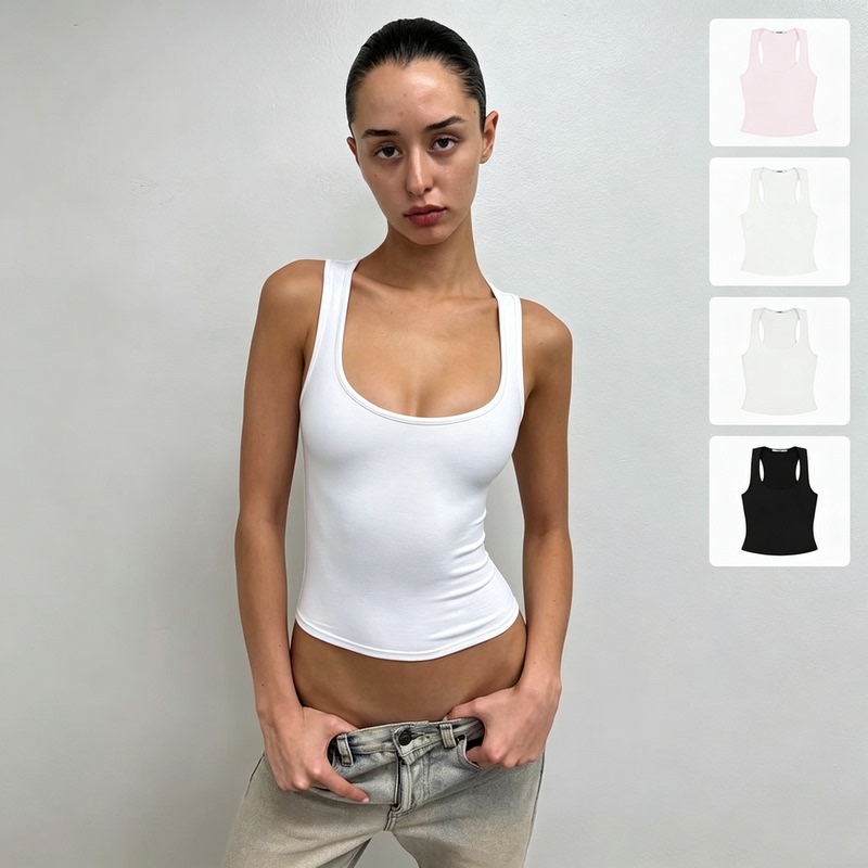 Tank Air Same Style Low-Neck Camisole Versatile Slim-Fit Racerback Tank Top for Women Tank Air Same Style Low-Neck Camisole Versatile Slim-Fit Racerback Tank Top for Women