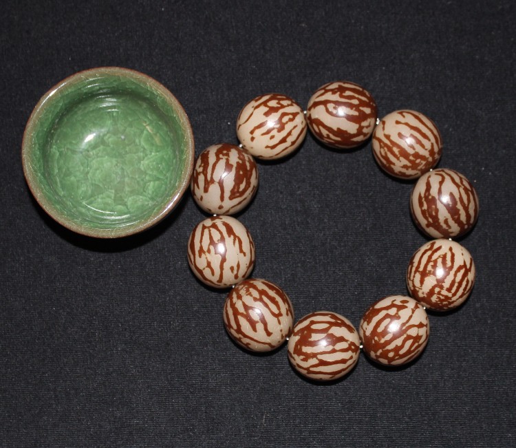 Ciyun Chanlin White Jade Bodhi Root Tabby Flower Root Bracelet Xe cầm tay treo hai mặt Hoa sen hạt treo xe - Vòng đeo tay Clasp vòng đeo tay nữ