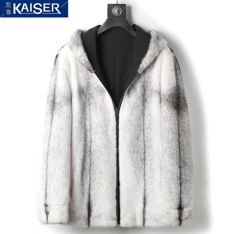 Kaiser/Calvin Klein Mink Fur Coat for Men, Double-Sided Wearable Parka, Men's Thickened Parka