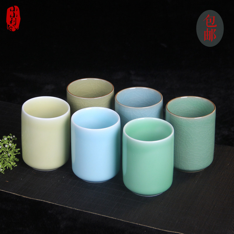 Xiaoli celadon tea cup Japanese women's water cup ceramic home creative 6 sets living room handleless cup straight cup