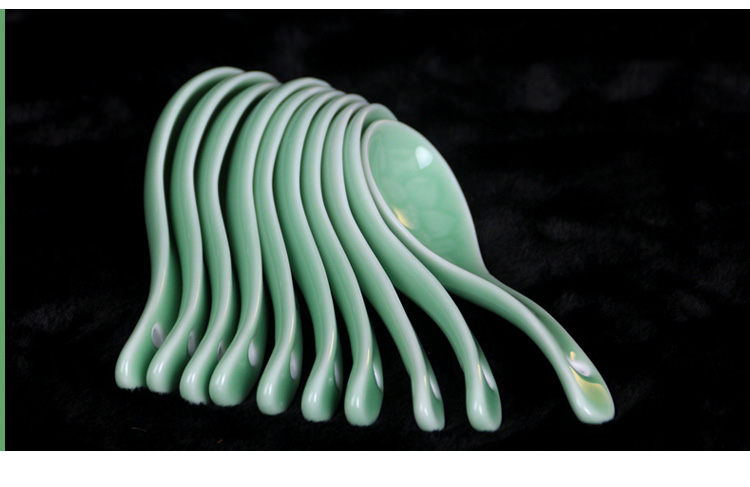 Longquan Celadon Bộ đồ ăn Muỗng gốm Sáng tạo Muỗng gốm Muỗng thìa Muỗng gốm bộ chén đĩa
