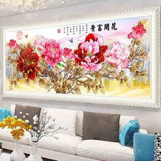 Вышитая картина 3d印花十字绣花开富贵线绣吉祥牡丹花2018新款客厅简约现代大幅绣