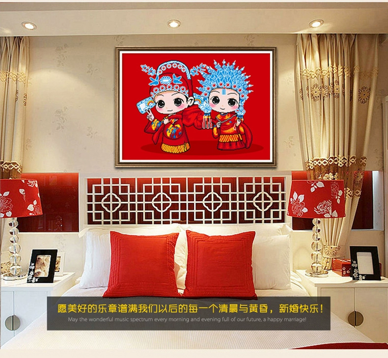 2018 mới khâu 5D kim cương vẽ đầy đủ gắn bó kim cương kết hôn đám cưới lễ hội khoan bán kính ma thuật thêu gạch phòng ngủ - Công cụ & phụ kiện Cross-stitch tranh thêu chữ thập cửu ngư quần hội