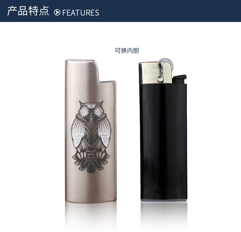 Junya Owl CLIPPER Máy xay kim loại nhẹ hơn Kelly Flint Gas bật lửa dupont chính hãng