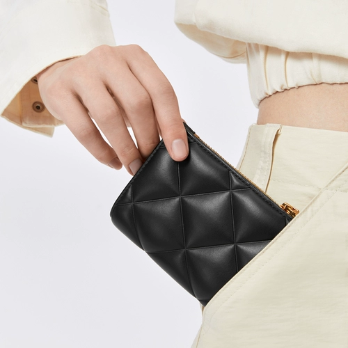 CHARLES&KEITH Визитница CK6-50770524-2, летний классический ромб, короткий кошелек для монет с несколькими слотами для карт