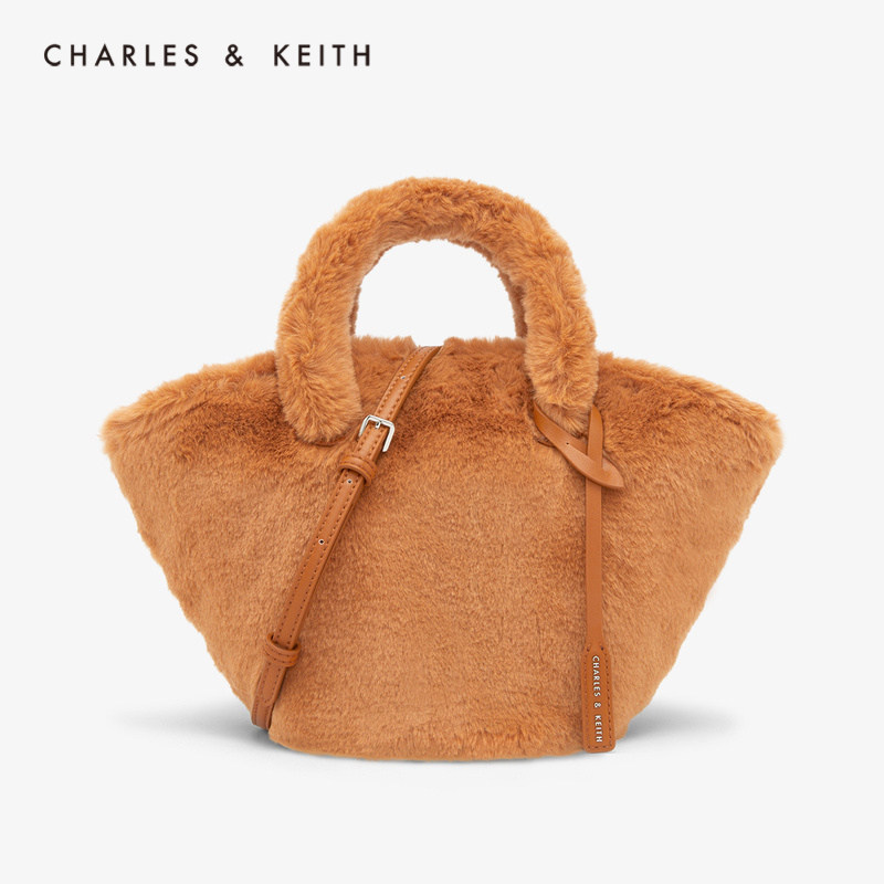 CHARLES & KEITH fluffy bag CK2-50781021 minimalist tag shoulder bag women