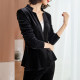 Gold velvet small suit jacket women's short slim top casual western style fashion 2022 new autumn black