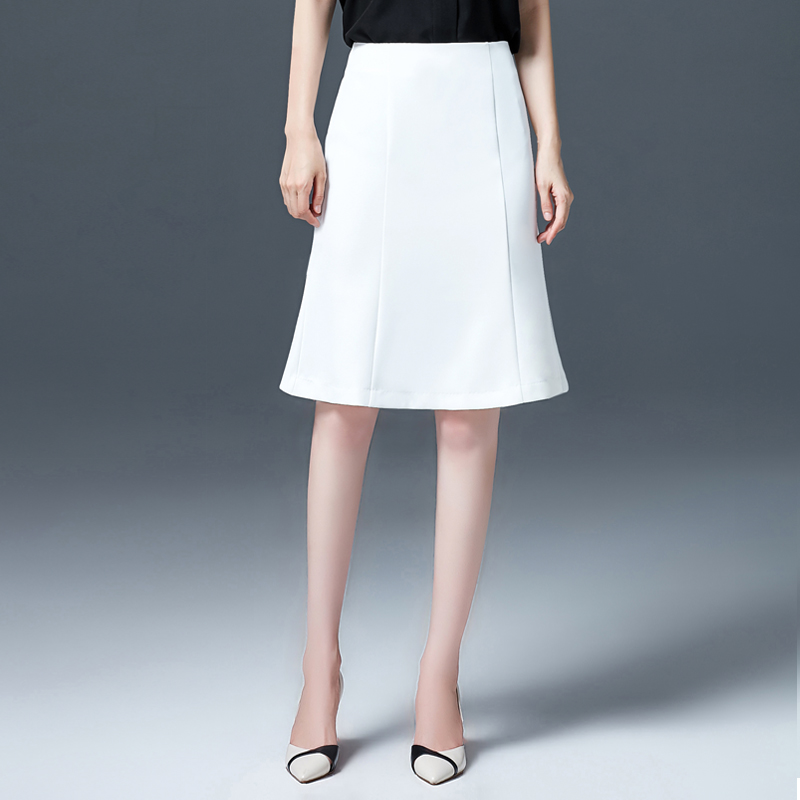 White skirt Women's business dress short skirt Black step A-line skirt Summer high waist bag hip fishtail suit skirt