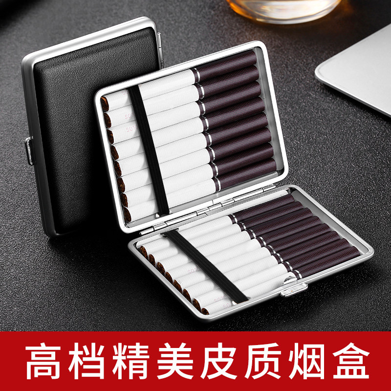 zobo positive brand cigarette case men portable upscale leather tattooed cigarette case cover thick, thin cigarette waterproof metal containing box