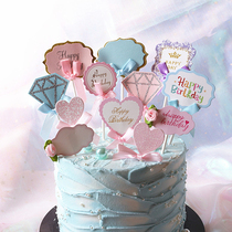 Cake card card birthday party dessert decoration decoration paper card flag can be handwritten name blessing language flag