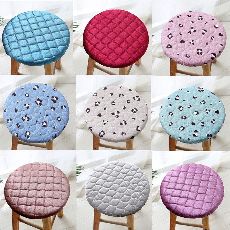 Round stool cover linen cotton fabric clip cotton home round dining chair cushion double layer thickened plush noodle restaurant dining room washable
