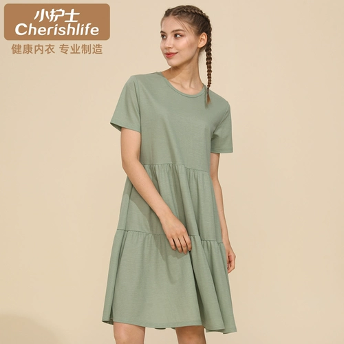 小护士 Тонкая юбка, пижама для отдыха, платье, короткий рукав, большой размер