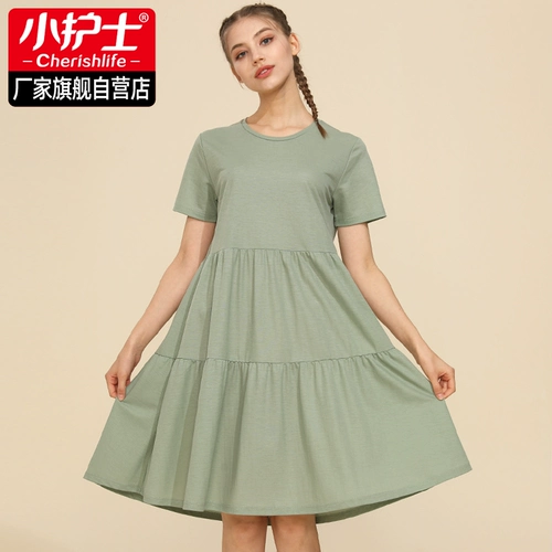 小护士 Тонкая юбка, пижама для отдыха, платье, короткий рукав, большой размер