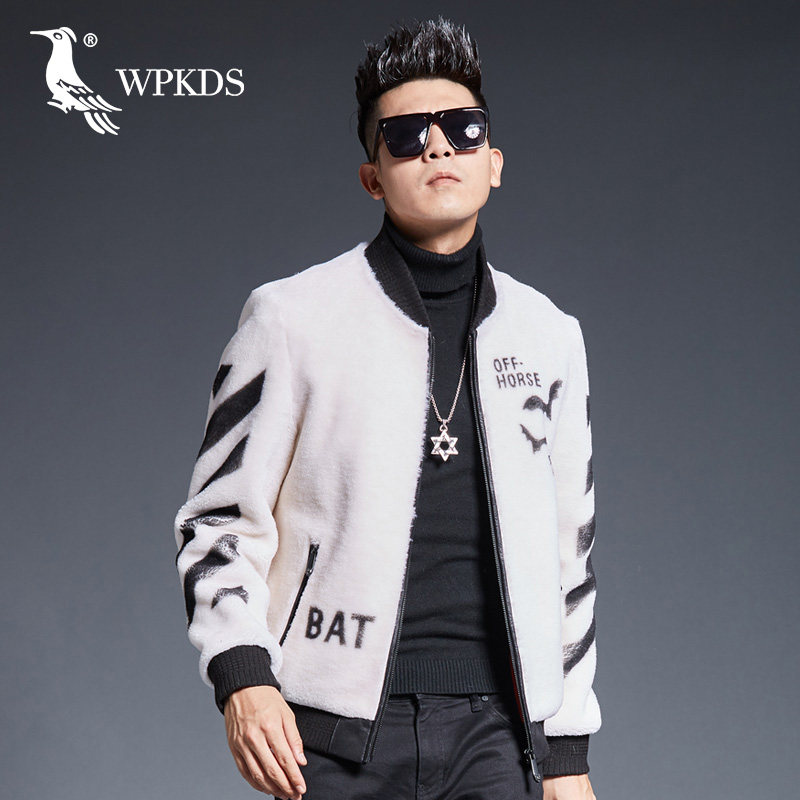 Henning fur integrated fur coat grass coat youth white sheep cut suede male coat short winter lamb wool jacket tide