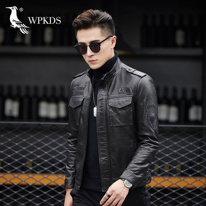 Henning Leather Clothing Men's Real Leather Locomotive Sheep Leather Youth Leisure Repair Leather Jacket Thin-air Force Outer Jacket Tide