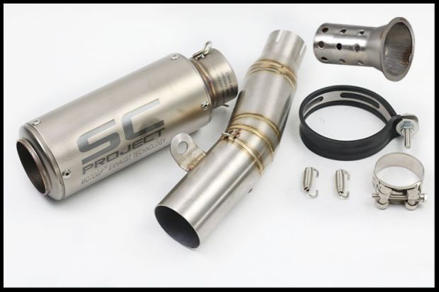 Xe máy Yamaha R6 sửa đổi đặc biệt không phá hủy lắp đặt hợp kim titan phần giữa sợi carbon SC ống xả - Ống xả xe máy pô xe máy êm