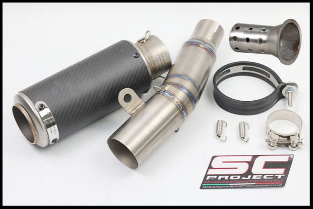 Xe máy Yamaha R6 sửa đổi đặc biệt không phá hủy lắp đặt hợp kim titan phần giữa sợi carbon SC ống xả - Ống xả xe máy pô xe máy êm