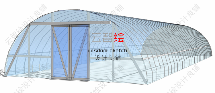 T22 大棚温室sketchup SU模型生态观光农业采摘园景观-31