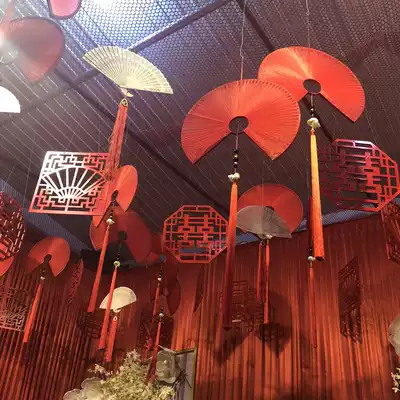 New Chinese style wedding pendant Chinese style red plum embroidery shed aerial suspended ceiling pendant Wedding scene background top decoration