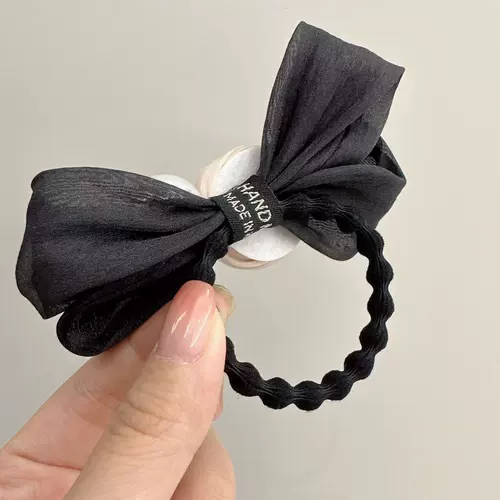 Резинка для волос из жемчуга с розой в составе, трехмерная заколка для волос с бантиком, ретро чехол, французский стиль, 3D цветок