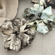 Satin Chinese-style ink oil painting large intestine hair band for women high-end temperament hair tie headband new style hair accessories on the back of the head