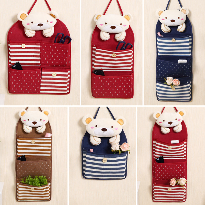Cartoon fabric hanging bag storage bag wall hanging multi-layer door rear wardrobe storage hanging bag creative storage bag