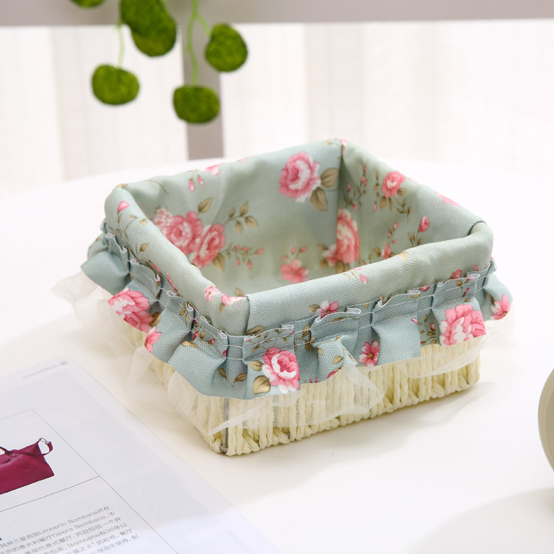 Cloth Arts Lace Containing Basket mobile phone storage basket Desktop containing basket Basket Rattan chic containing box