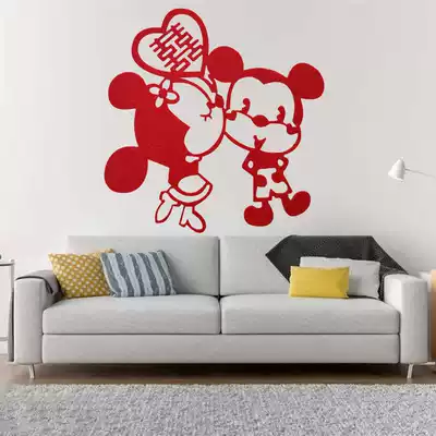 Cartoon Mickey Minnie wall stickers Car stickers Non-woven hi word stickers Wedding room decoration wedding window door K1XJk6eR4
