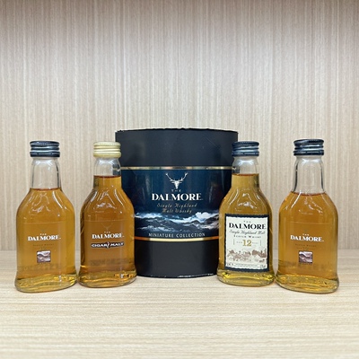 Версия для ликера DALMORE, бочка для сигар + 12-летняя версия односолодового виски, 50 мл * 4 бутылки, пустая бутылка