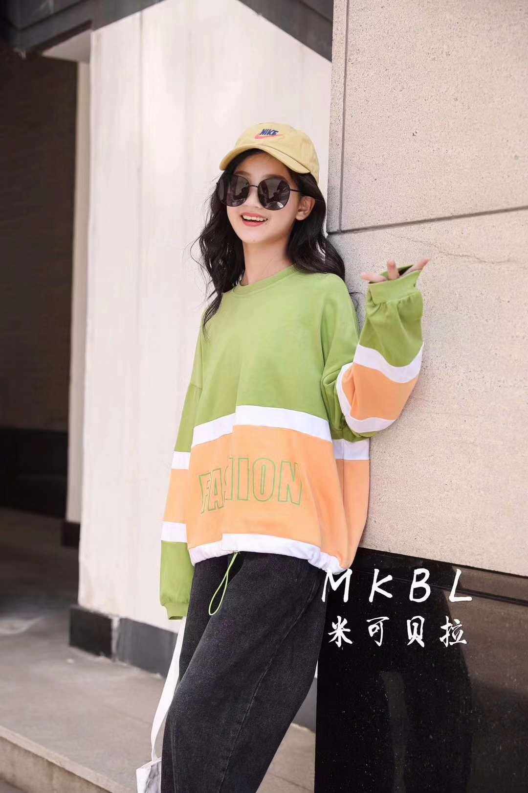 Mikobella brand children's clothing girls middle and big boys and teenagers 2022 autumn long-sleeved T-shirt sweater 8-15 years old