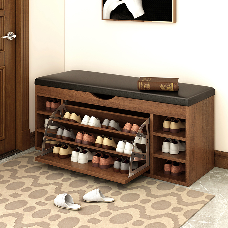 Skip bucket changing shoes stool Home doorway Shoe cabinet Sitting Style Shoes Bench Walnuts in the door Shoe Rack Light Extravagant to the family minimalist-Taobao