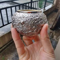 Taoist supplies pure copper double dragon playing beads water cup Tai Chi water cup gold silver holy water cup