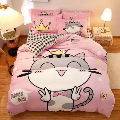 Winter four-piece velvet coral velvet thickened warm cartoon pact boy quilt cover plush sheets double-faced Velvet