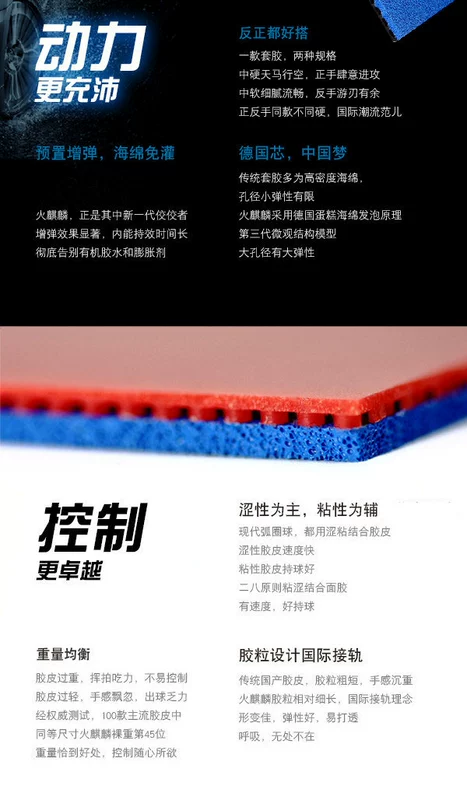 Rui Kete lửa xanh Kirin Pro bóng bàn bat cao su xanh lửa xanh bọt biển bóng bàn cao su chống dính cao su vợt bóng bàn nhật bản tốt nhất