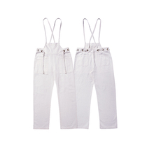 TRIPPY Sling Strap Wash White Washed Cotton and Linen Canvas Women's Loose Wide Legs Retro Tooling Strap Pants