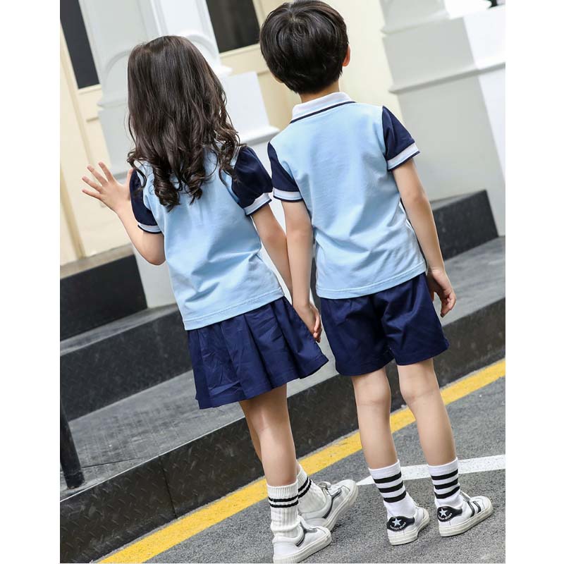 Quần áo mẫu giáo đồng phục tốt nghiệp hè ngắn tay cotton thể thao phù hợp với hiệu suất quần áo đồng phục học sinh lớp đồng phục trường - Đồng phục trường học / tùy chỉnh thực hiện thời trang bé gái